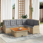 Loungeset 5-delig poly rattan beige