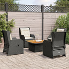 5-delige Loungeset met kussens poly rattan zwart