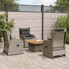 Loungeset poly rattan 5-delig grijs