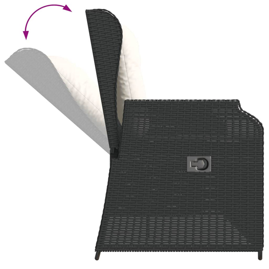 3-Delige Loungeset Met Kussens Poly Rattan 110 x 110 x 40/71 cm Zwart