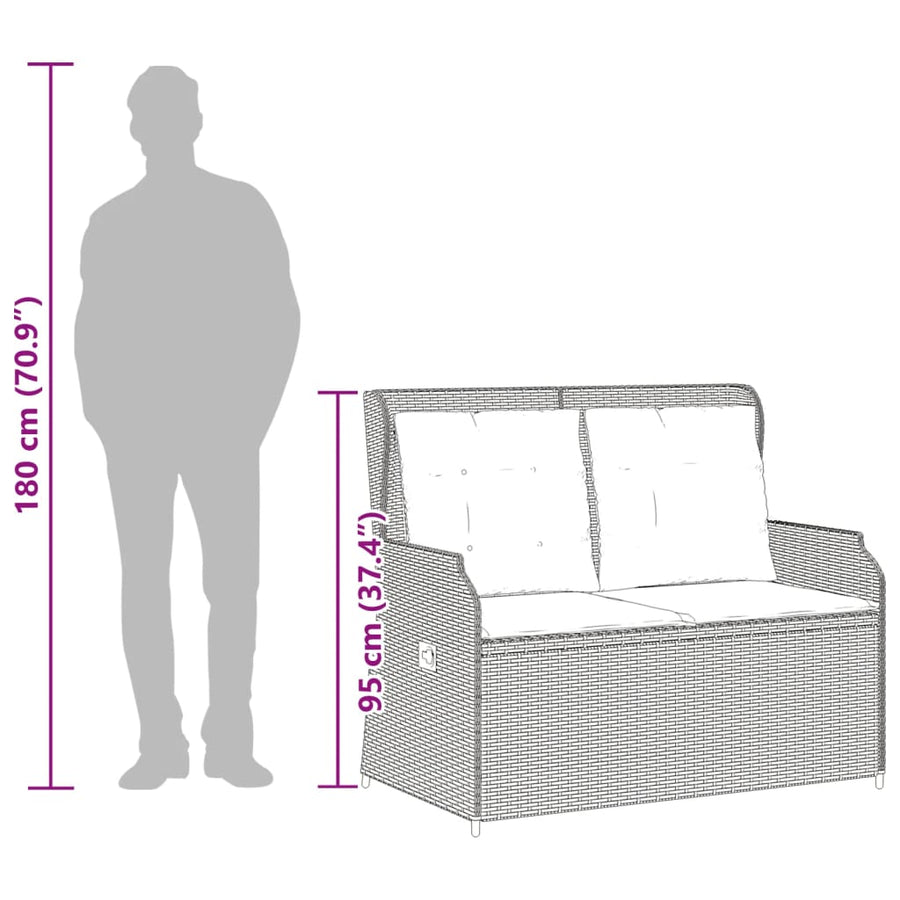 3-Delige Loungeset Met Kussens Poly Rattan 110 x 110 x 40/71 cm Grijs