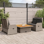 3-delige Loungeset met kussens poly rattan grijs