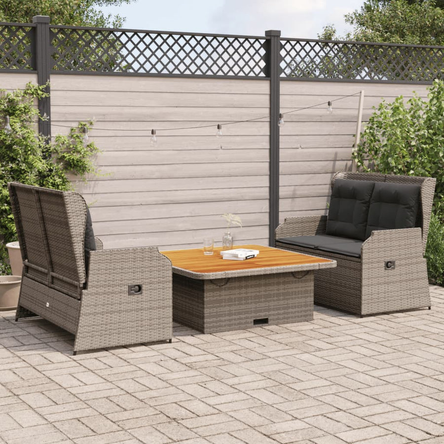 3-Delige Loungeset Met Kussens Poly Rattan 110 x 110 x 40/71 cm Grijs