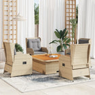 Loungeset poly rattan 5-delig beige met kussens