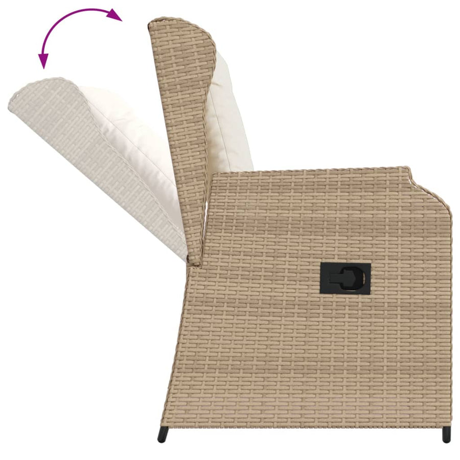 5-delige Loungeset met kussens poly rattan beige