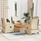 5-delige Loungeset met kussens poly rattan beige