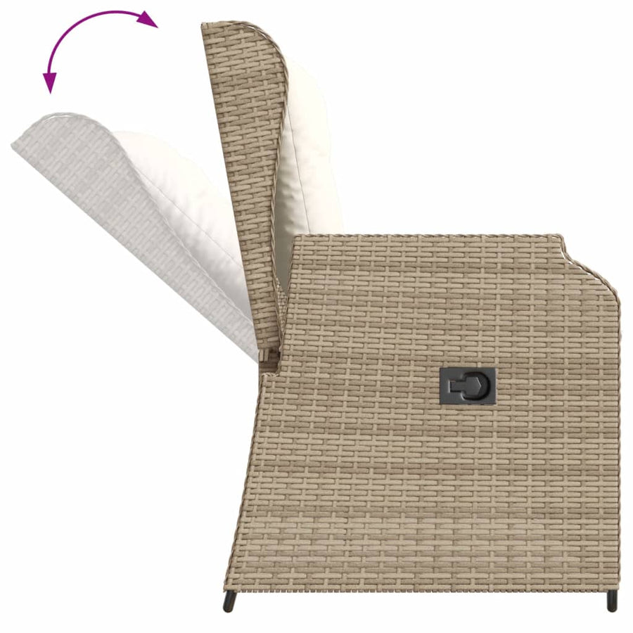 3-Delige Loungeset Met Kussens Poly Rattan 110 x 110 x 40/71 cm beige en crèmekleurig