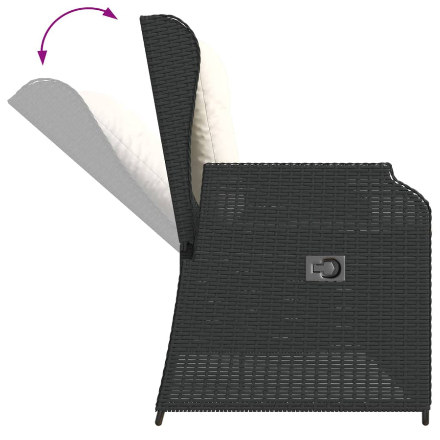 3-Delige Loungeset Met Kussens Poly Rattan 90 x 55 x 40/71 cm Zwart