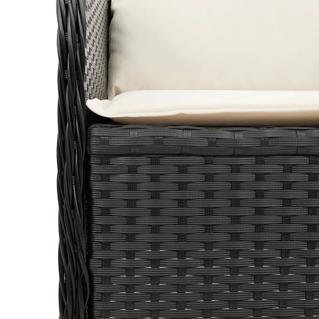 3-Delige Loungeset Met Kussens Poly Rattan 90 x 55 x 40/71 cm Zwart