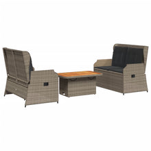 3-Delige Loungeset Met Kussens Poly Rattan 90 x 55 x 40/71 cm Grijs