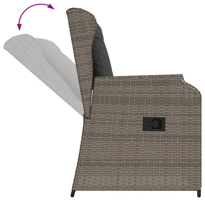3-Delige Loungeset Met Kussens Poly Rattan 90 x 55 x 40/71 cm Grijs