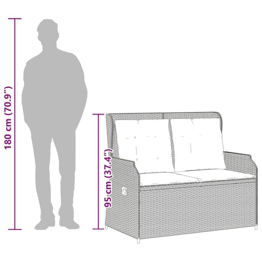 3-Delige Loungeset Met Kussens Poly Rattan 90 x 55 x 40/71 cm Grijs