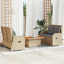 3-Delige Loungeset Met Kussens Poly Rattan 90 x 55 x 40/71 cm Beige en grijs