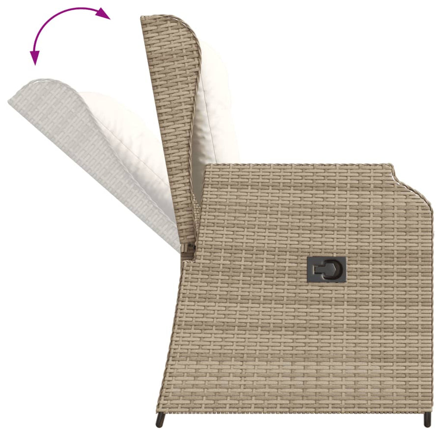 3-Delige Loungeset Met Kussens Poly Rattan 90 x 55 x 40/71 cm beige en crèmekleurig