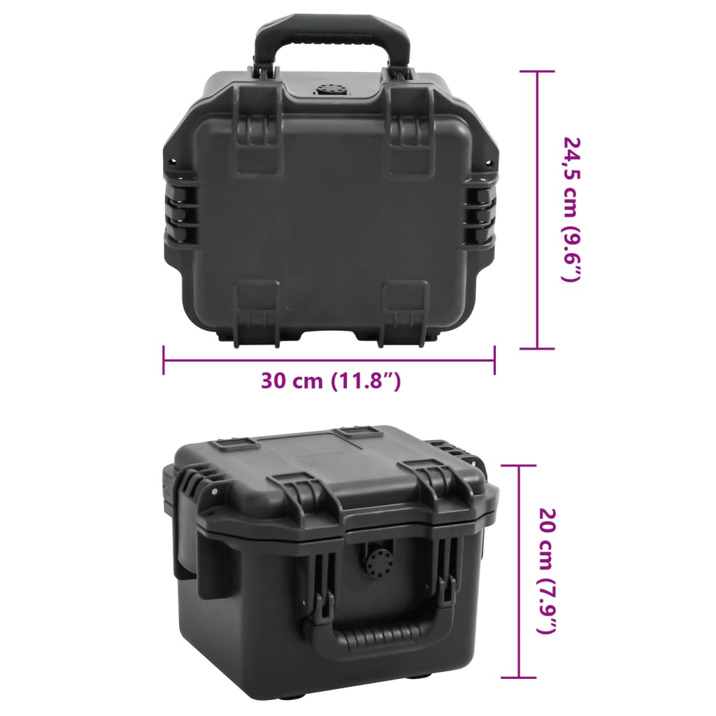 Flightcase draagbaar 30x24,5x20 cm PP zwart