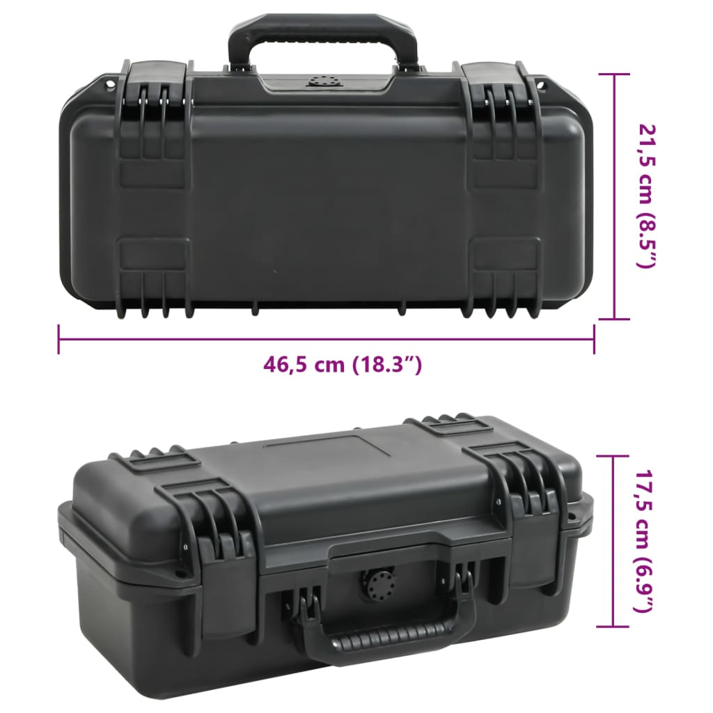 Flightcase draagbaar 46,5x21,5x17,5 cm PP zwart