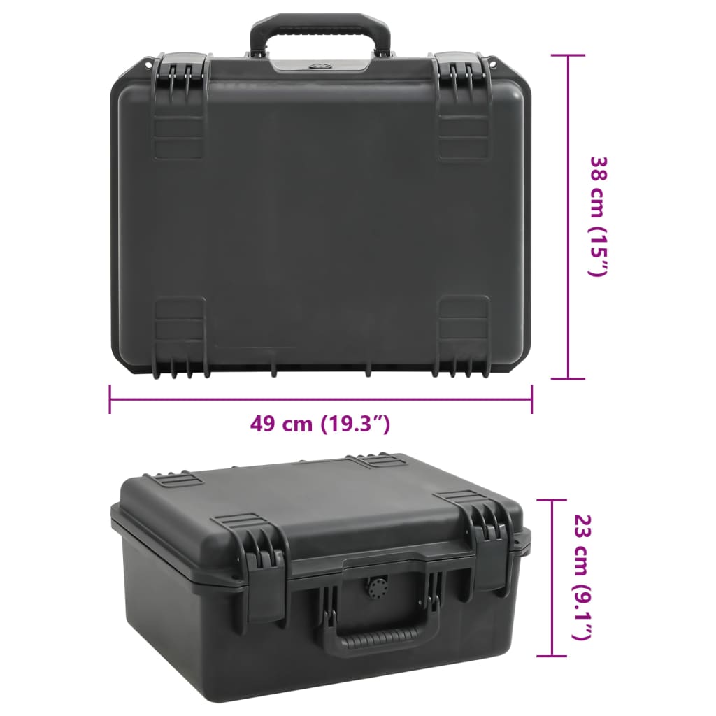 Flightcase draagbaar 49x38x23 cm PP zwart