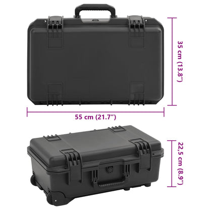 Flightcase draagbaar 55x35x22,5 cm PP zwart