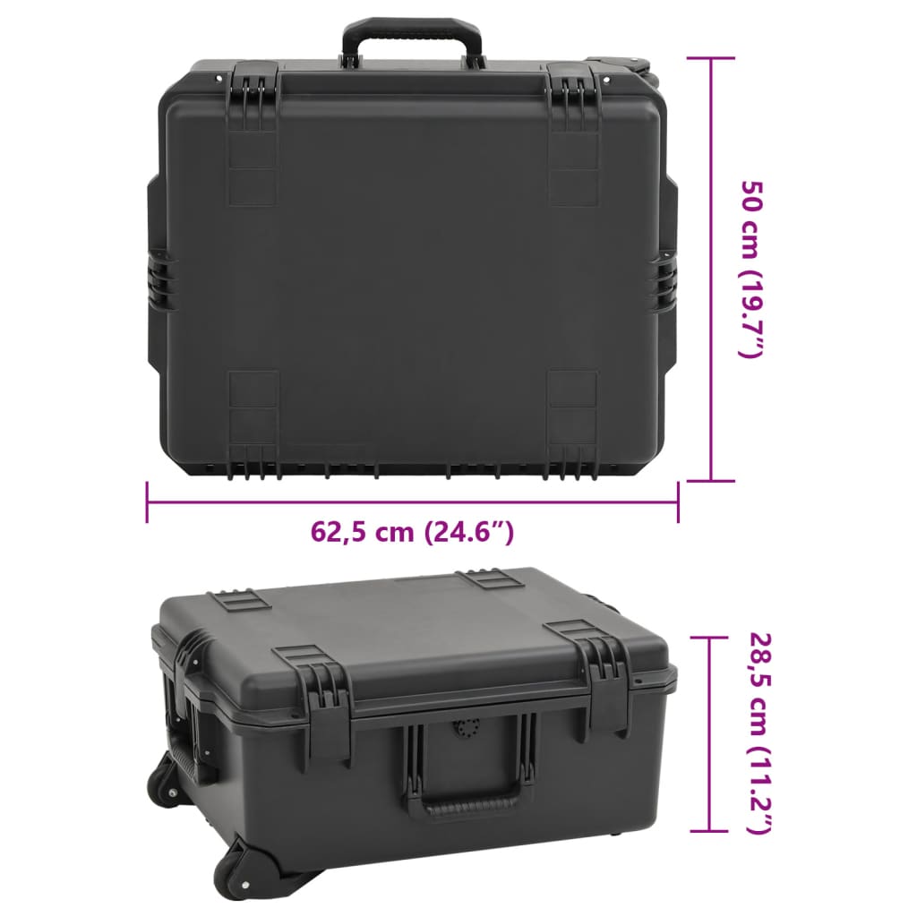 Flightcase draagbaar 62,5x50x28,5 cm PP zwart