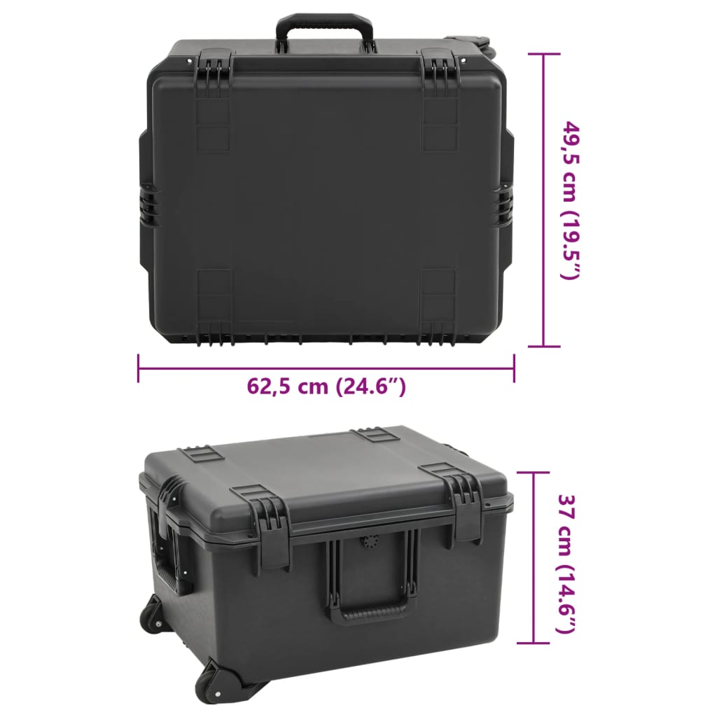 Flightcase draagbaar 62,5x49,5x37 cm PP zwart