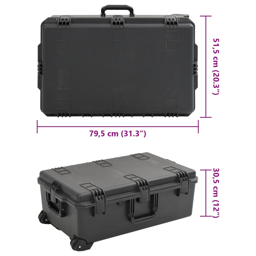 Flightcase draagbaar 79,5x51,5x30,5 cm PP zwart