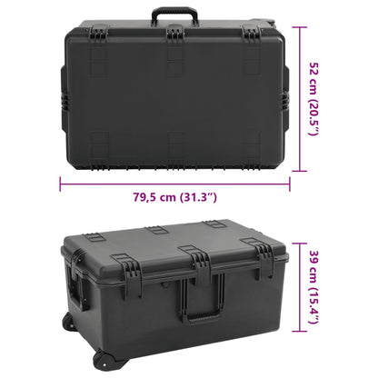 Flightcase draagbaar 79,5x52x39 cm PP zwart