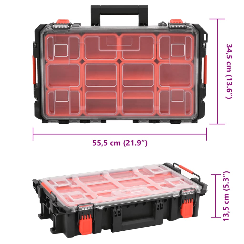 Flightcase draagbaar 55,5x34,5x13,5 cm PP zwart