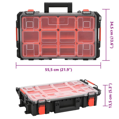 Flightcase draagbaar 55,5x34,5x13,5 cm PP zwart