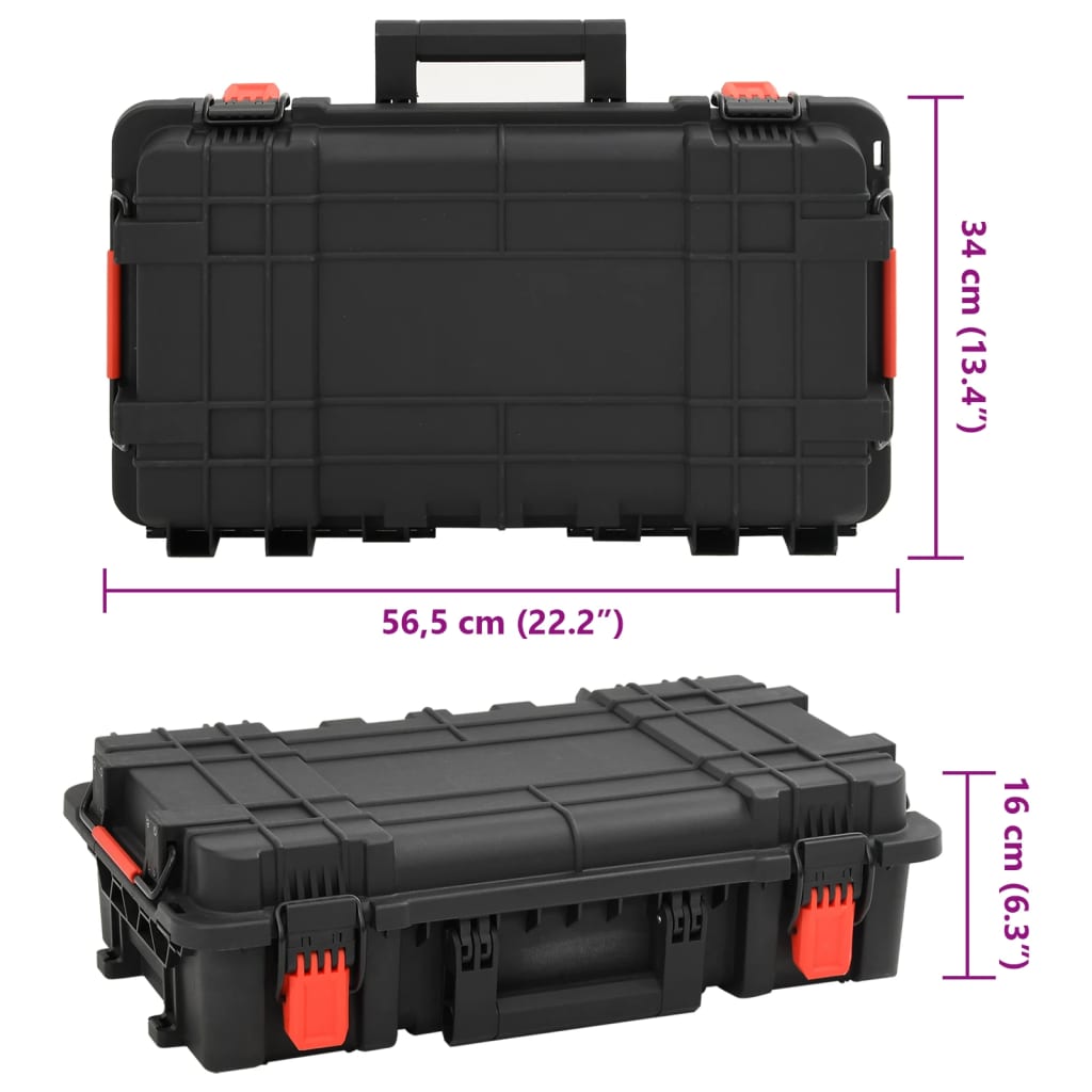 Flightcase draagbaar 56,5x34x16 cm PP zwart