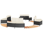 Hottub-ombouw poly rattan massief acaciahout zwart