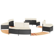 Hottub-ombouw poly rattan massief acaciahout zwart