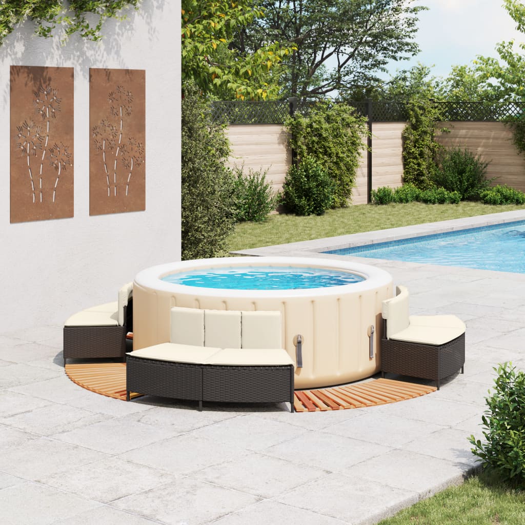 Hottub-ombouw poly rattan en massief acaciahout zwart