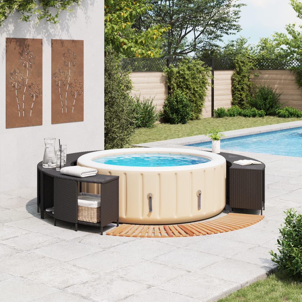 Hottub-ombouw poly rattan en massief acaciahout zwart