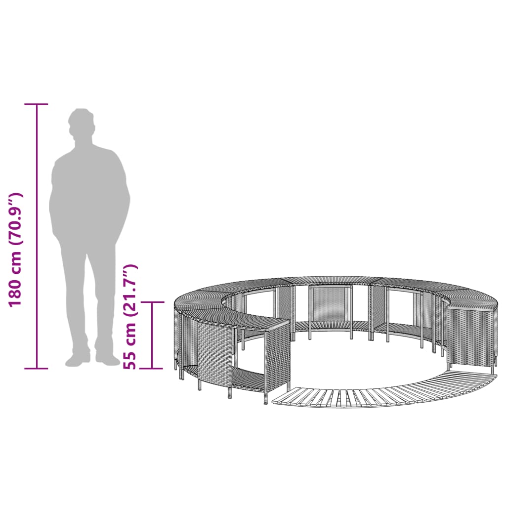 Hottub-ombouw poly rattan en massief acaciahout zwart