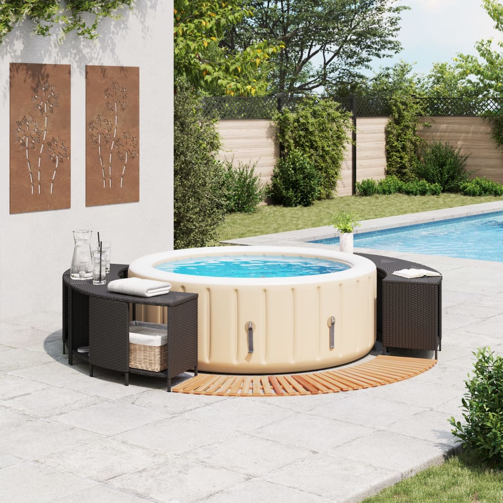 Hottub-ombouw poly rattan en massief acaciahout zwart