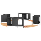 Hottub-ombouw poly rattan massief acaciahout zwart
