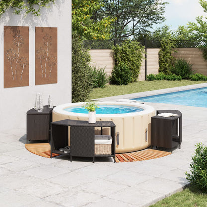 Hottub-ombouw poly rattan en massief acaciahout zwart
