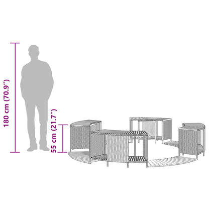 Hottub-ombouw poly rattan en massief acaciahout zwart