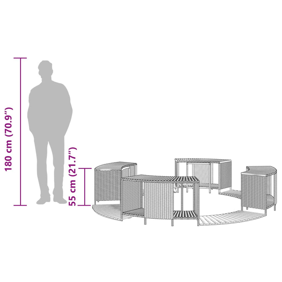 Hottub-ombouw poly rattan en massief acaciahout zwart
