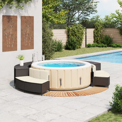 Hottub-ombouw poly rattan en massief acaciahout zwart