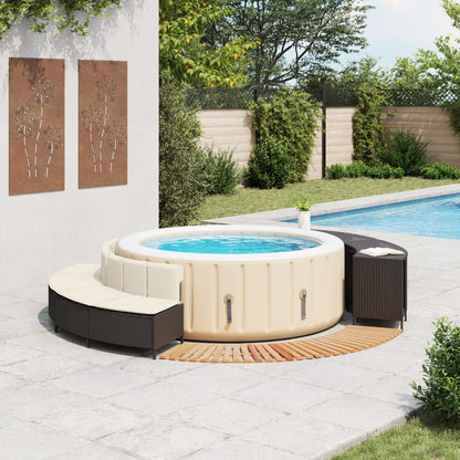 Hottub-ombouw poly rattan en massief acaciahout zwart
