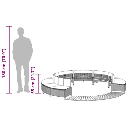 Hottub-ombouw poly rattan massief acaciahout grijs