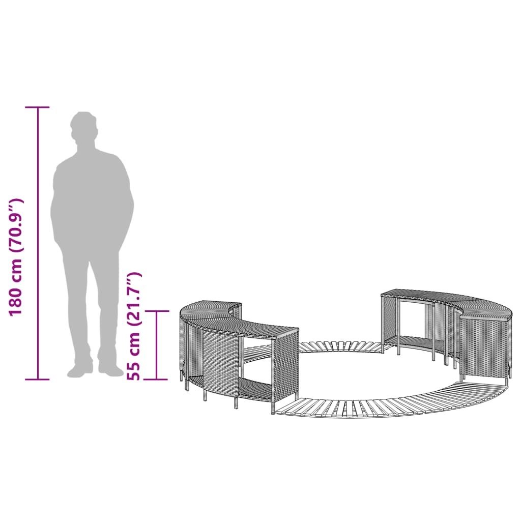Hottub-ombouw poly rattan massief acaciahout grijs