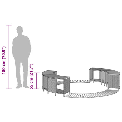 Hottub-ombouw poly rattan massief acaciahout grijs