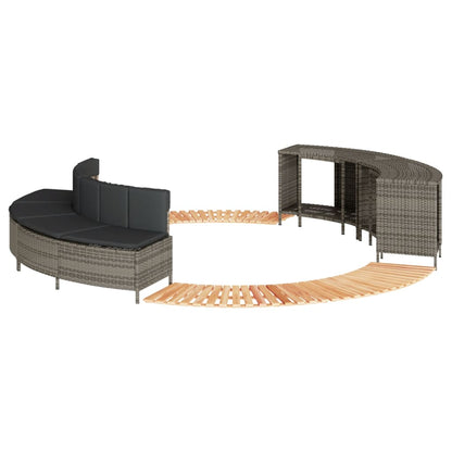 Hottub-ombouw poly rattan massief acaciahout grijs
