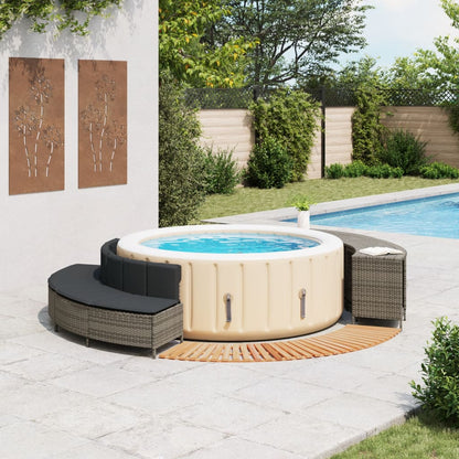 Hottub-ombouw poly rattan massief acaciahout grijs