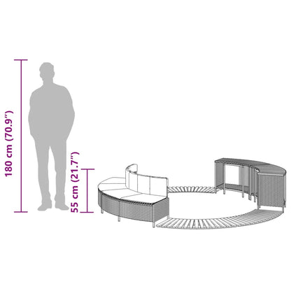 Hottub-ombouw poly rattan massief acaciahout grijs