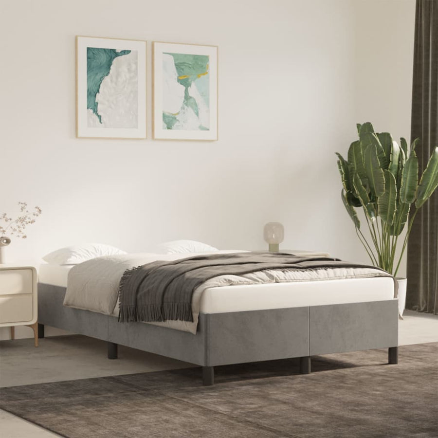 Bedframe fluweel lichtgrijs 120x190 cm
