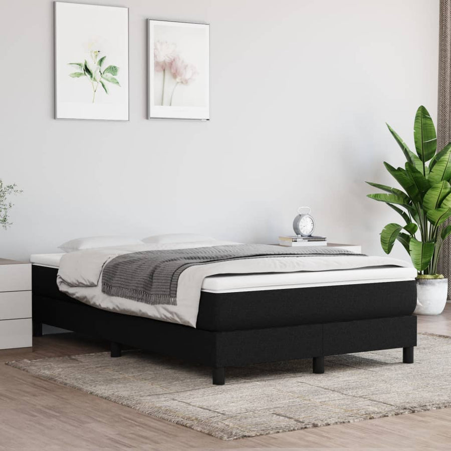 Boxspring met matras stof zwart 120x190 cm 120 x 190 cm 25 cm