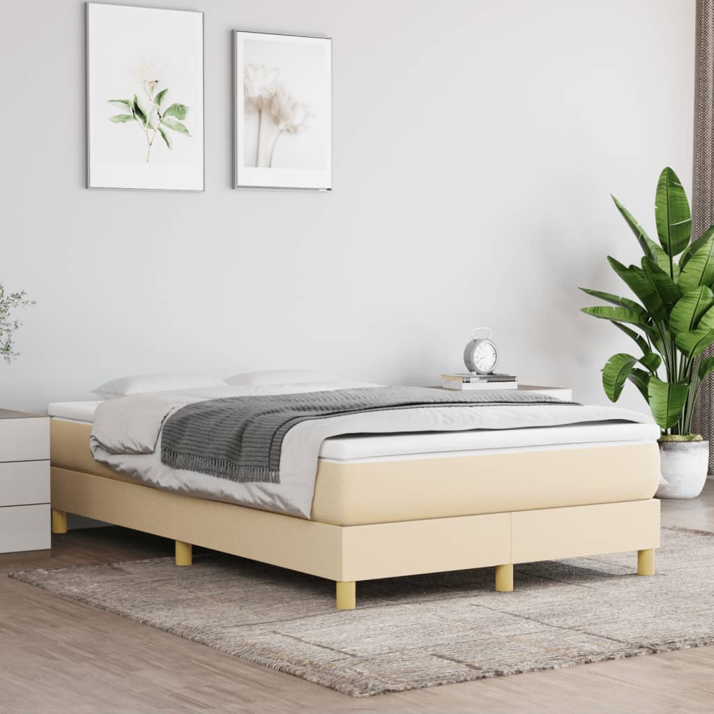 Boxspring met matras stof crèmekleurig 120x190 cm 120 x 190 cm 25 cm